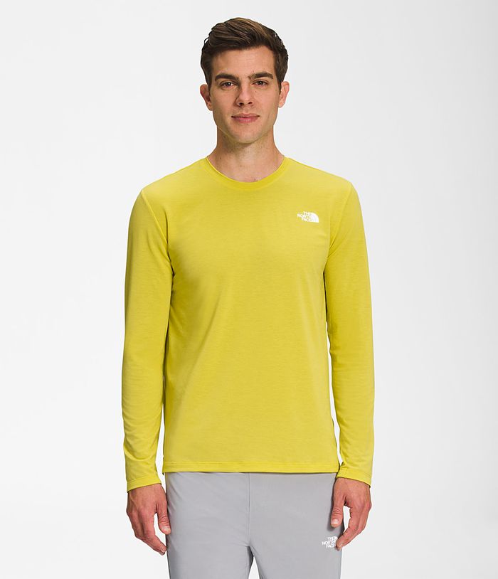 The North Face Mens T-Shirts Wander Long Sleeve 583WZAKHJ - Yellow